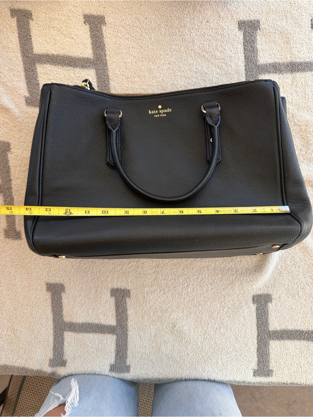 kate spade Black Pebbled Leather Satchel with Gold Logo - Picture 11 of 11
